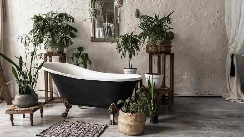 Rustic style monochrome bathroom