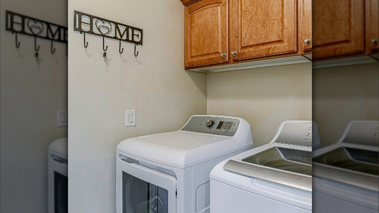 hooks on laundry room wall