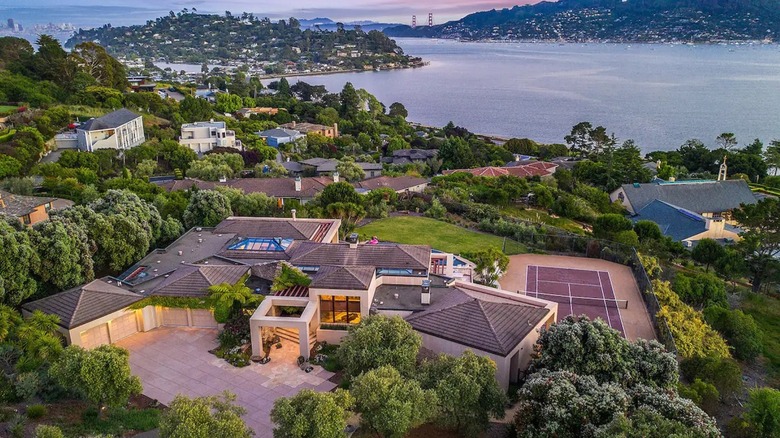 large home overlooking the water