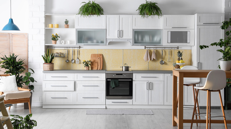 Open kitchen with plants