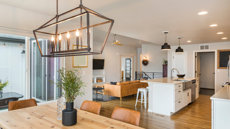 Wrought-iron light fixtures in home