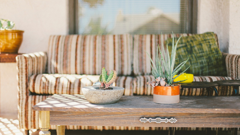 striped sofa
