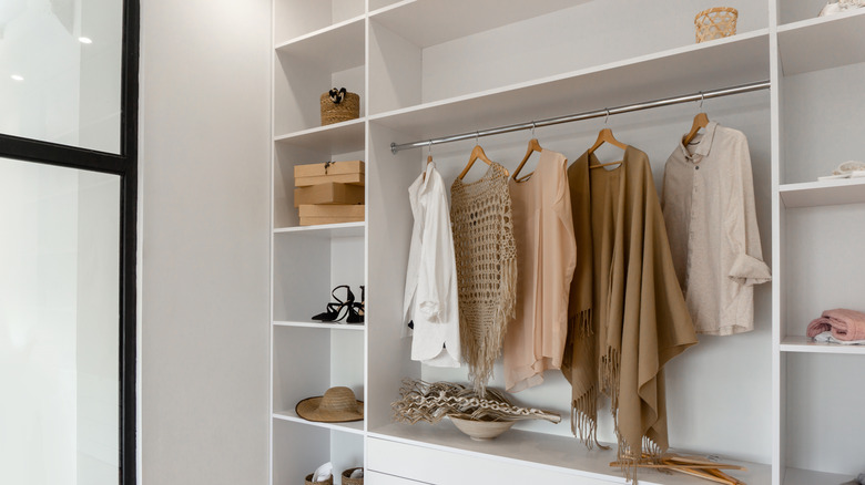 white walk-on organized closet