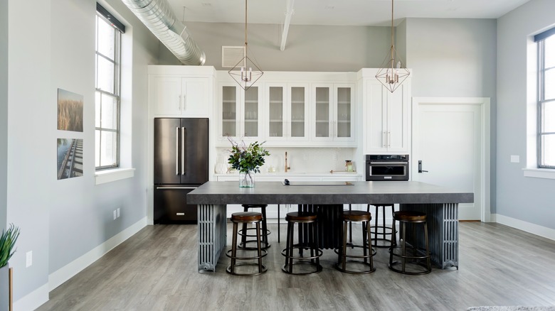 Industrial kitchen steel island