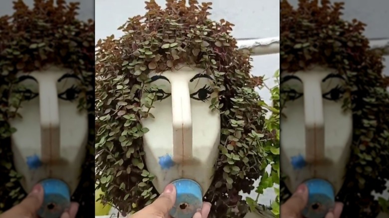 a planter that looks like a lion is a creative way to use an old laundry detergent bottle