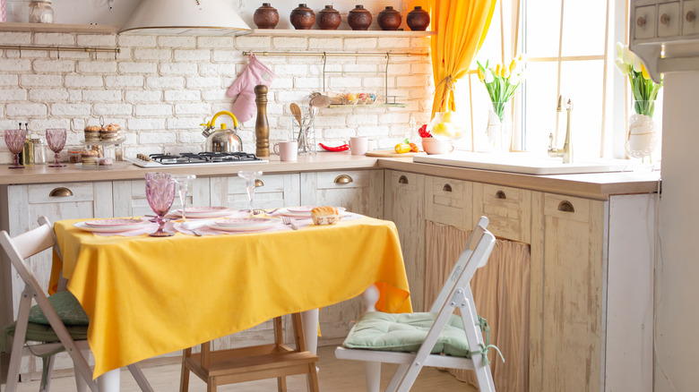 kitchen with pops of yellow