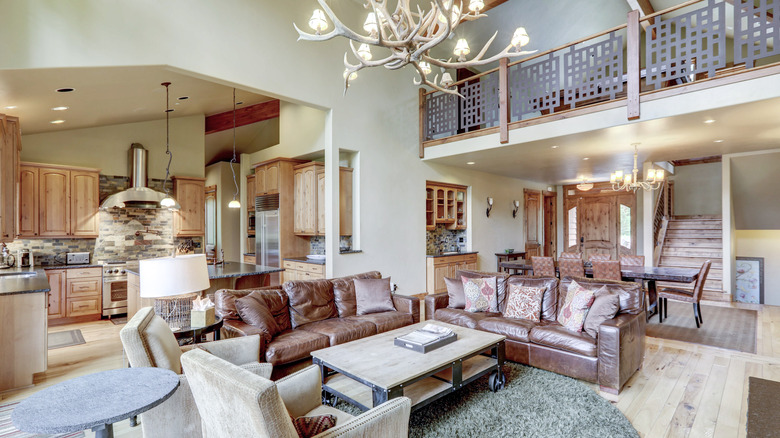 Antler chandelier living room