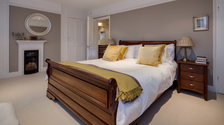 large wooden bed frame 