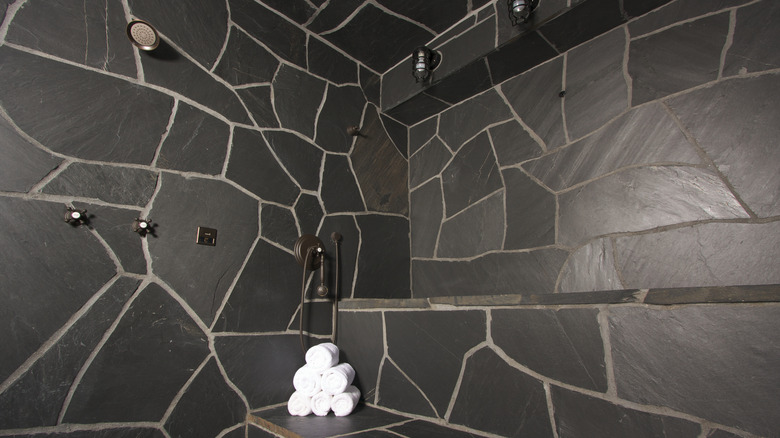 Black stones with light grout