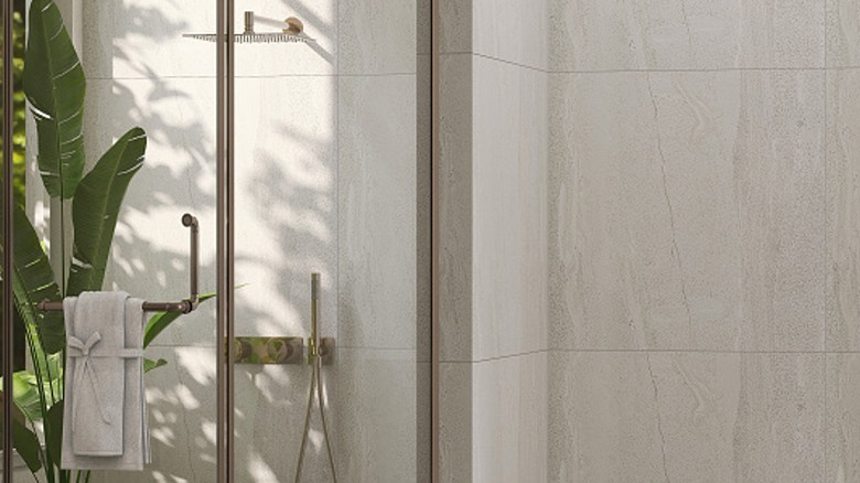 Granite inside an outside shower