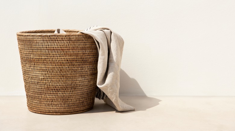Small wicker laundry basket