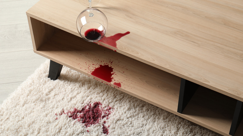 spilled wine on carpet