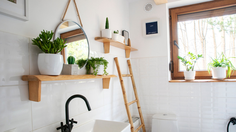 floating shelves in the bathroom