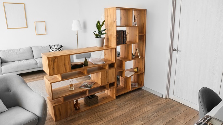 bookcase used to divide room