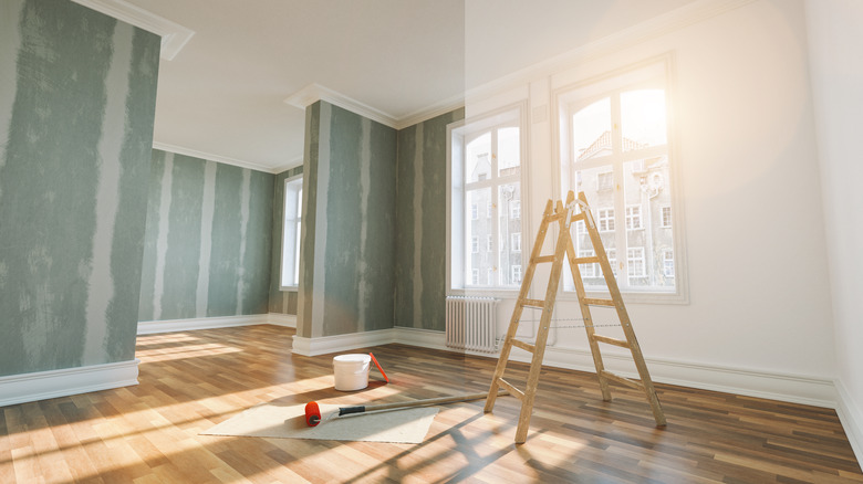 ladder in room being renovated