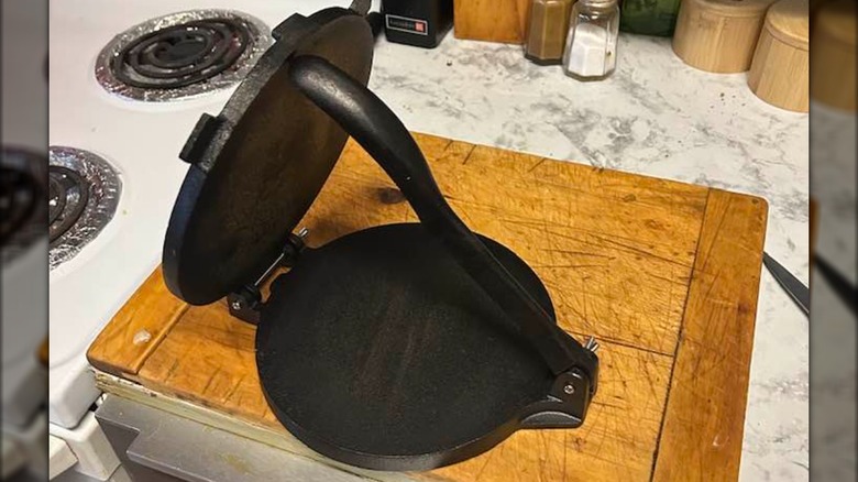 Cast iron tortilla press from thrift store