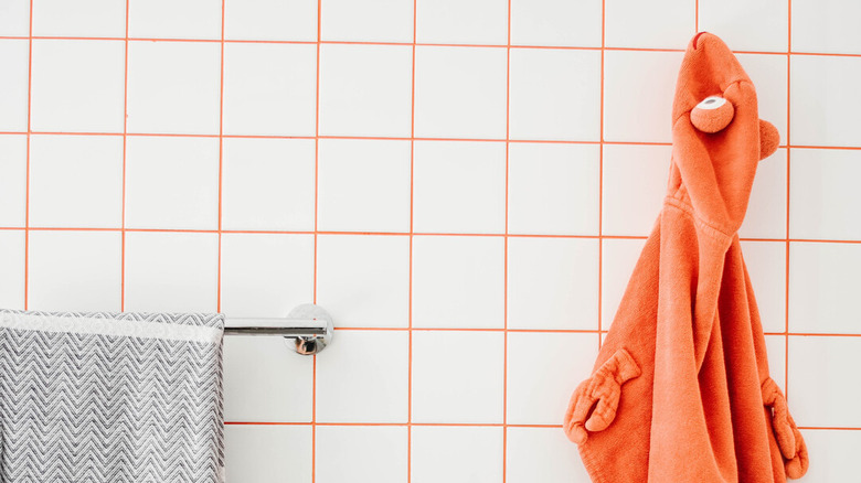 White tile and orange grout