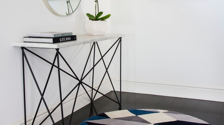 Console table on a staircase landing
