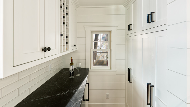 white cabinets inside pantry