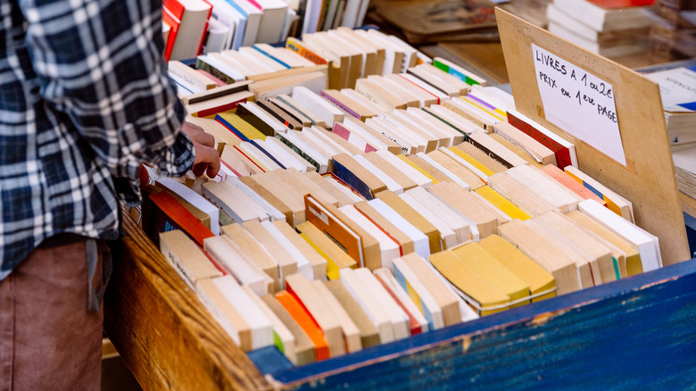 secondhand books in bin