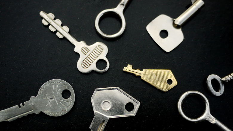Vintage keys on black background