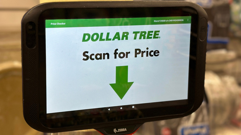 A close-up of a Dollar Tree price scanner's screen