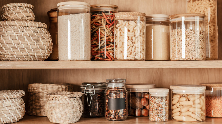 Pantry jars and baskets