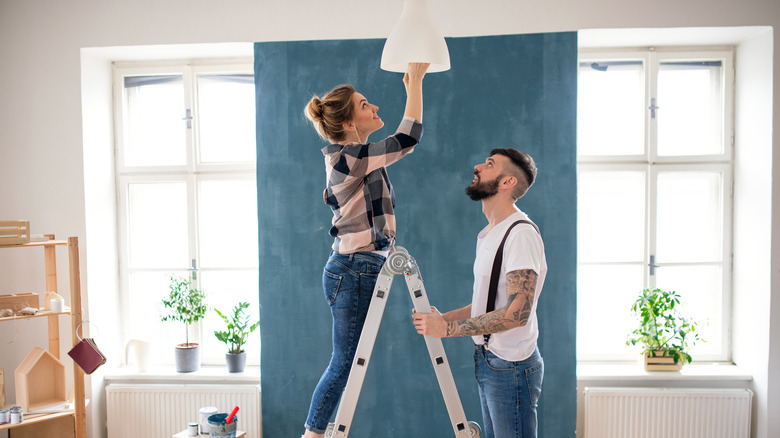 Couple hanging light fixture