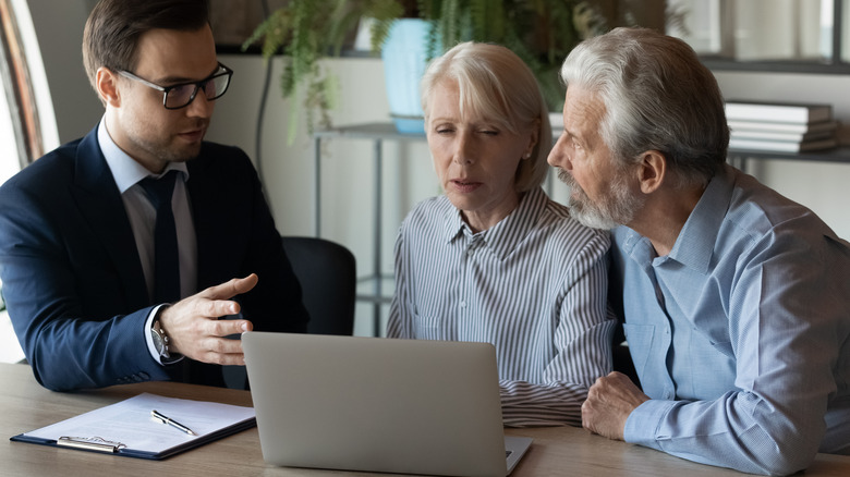 Couple meeting with a lender