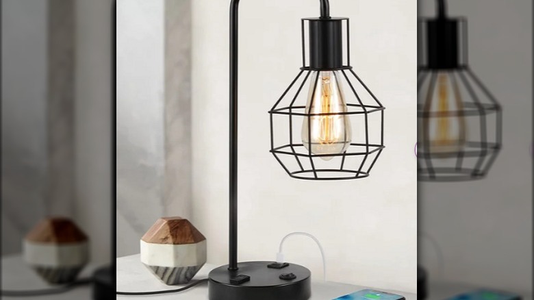 black metal lamp