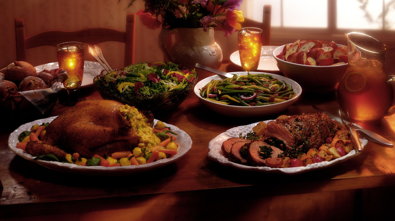 Thanksgiving dishes on a table