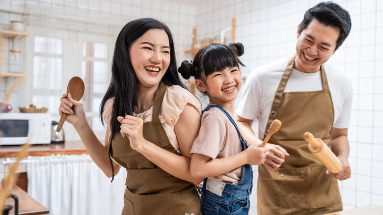 happy family in the kitchen