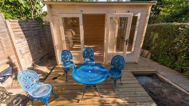 outdoor deck off backyard office
