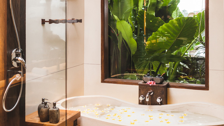 bathrooms jungle views