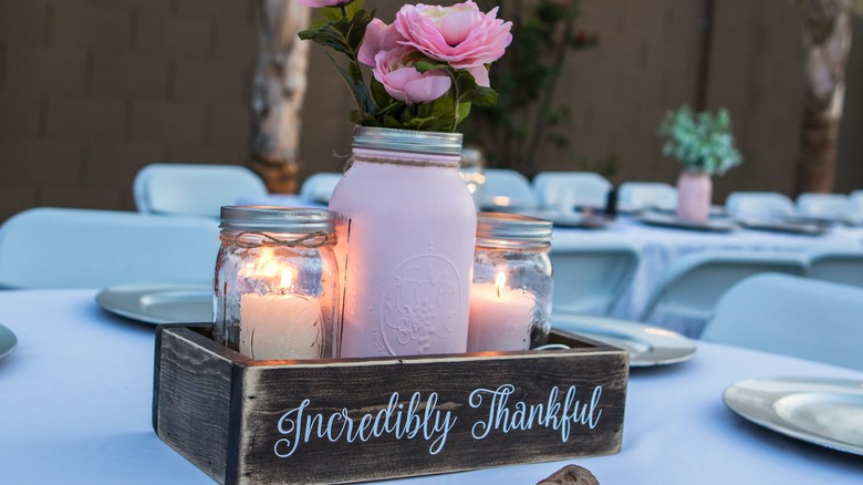 painted mason jar with flowers