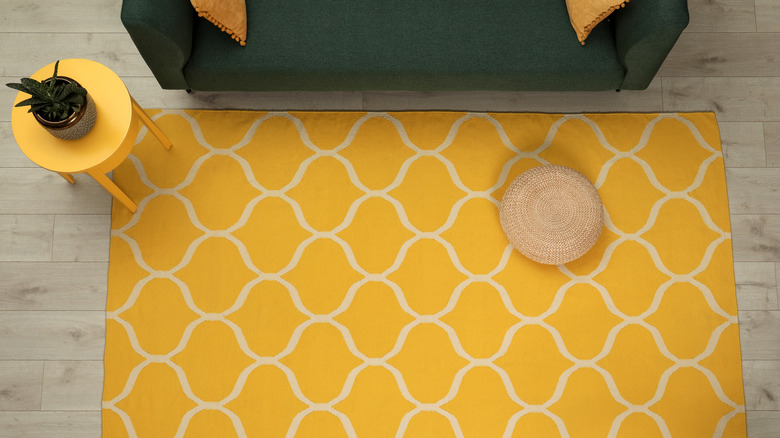 yellow rug in living room