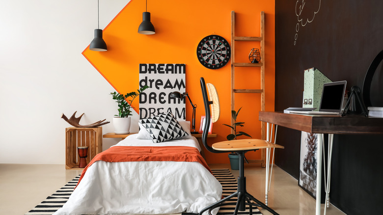 orange accent wall