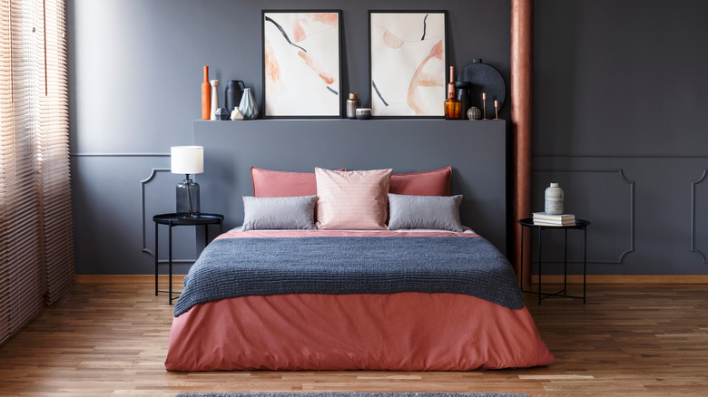 dark gray walls in bedroom