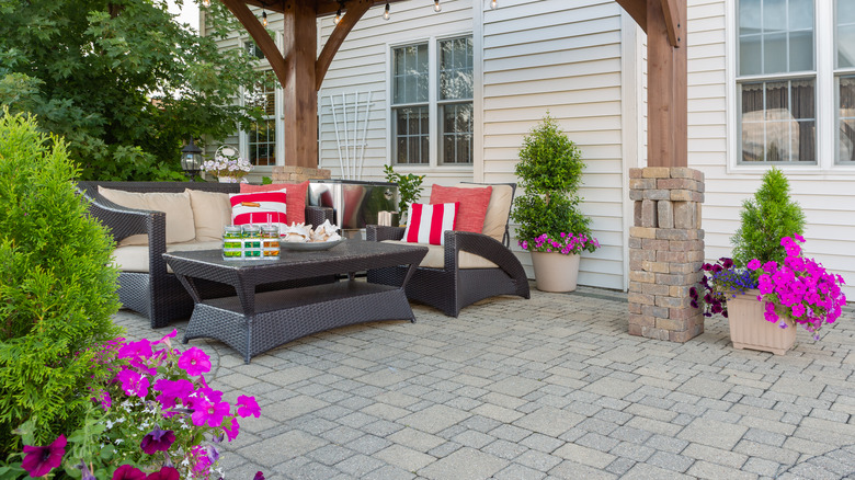 seating area on brick patio