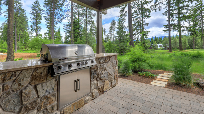 grill on brick patio