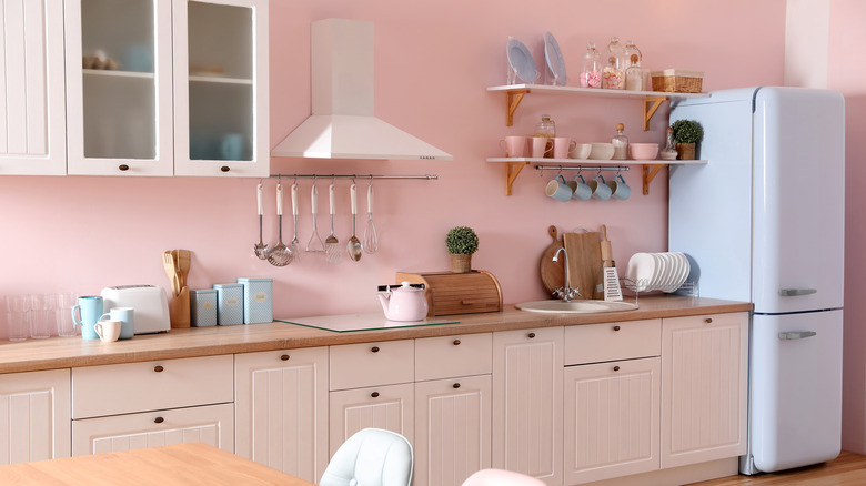 pastel pink walls