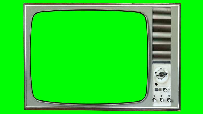 A television on green background