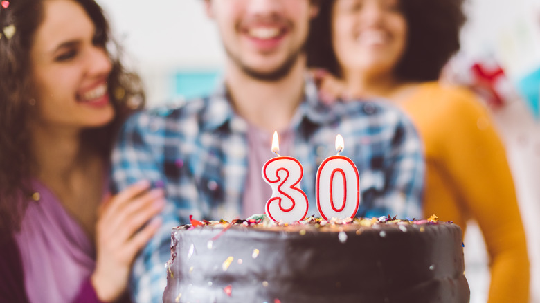 man celebrating 30th birthday