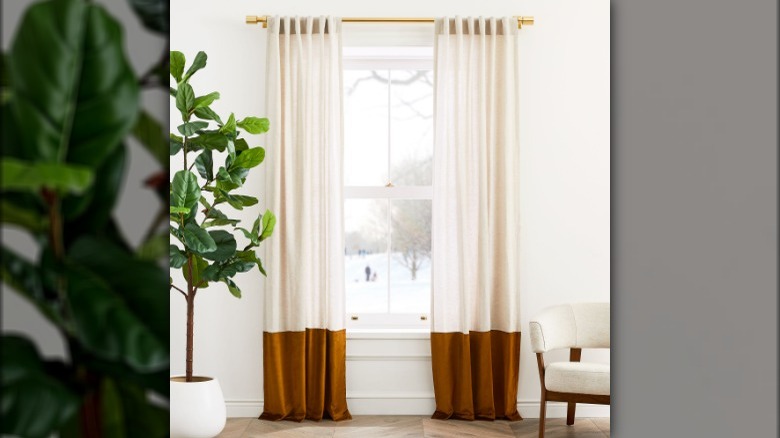 White and brown drapery