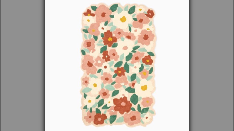 Floral wavy area rug