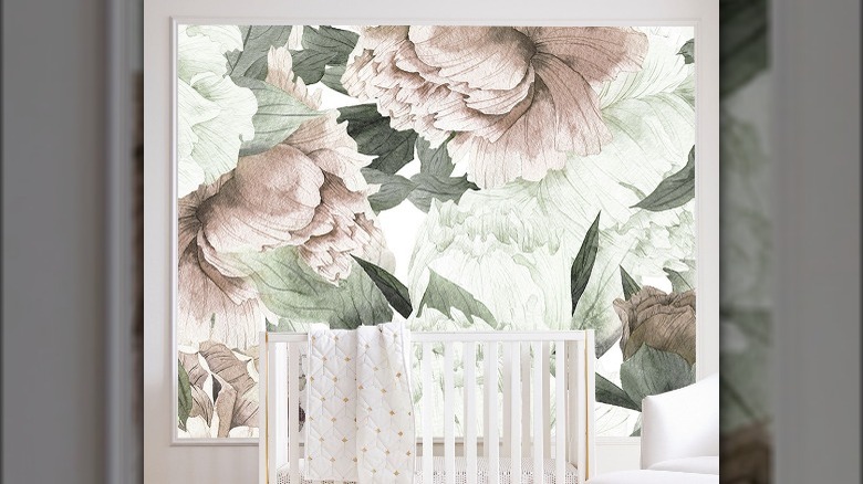 Large floral wallpaper print
