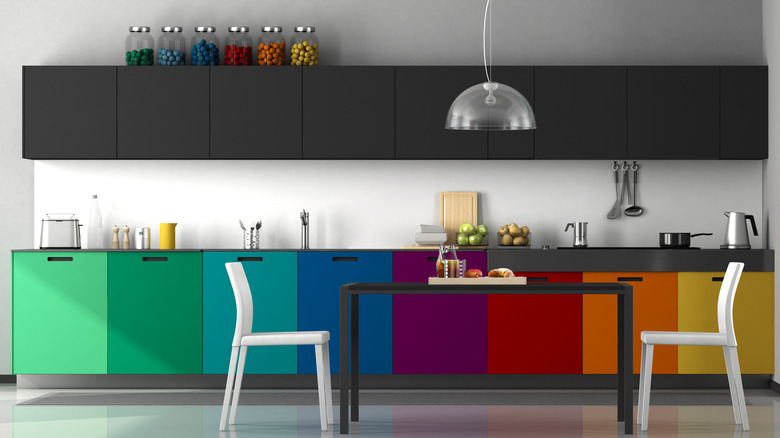rainbow color kitchen cabinets