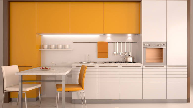 orange and white kitchen