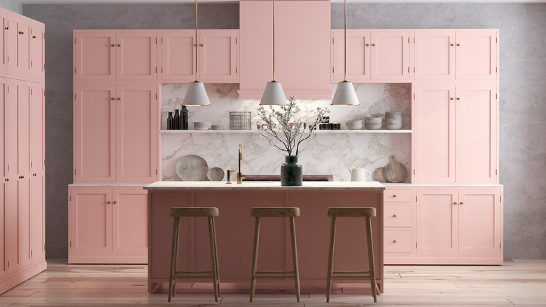 Pink kitchen cabinets