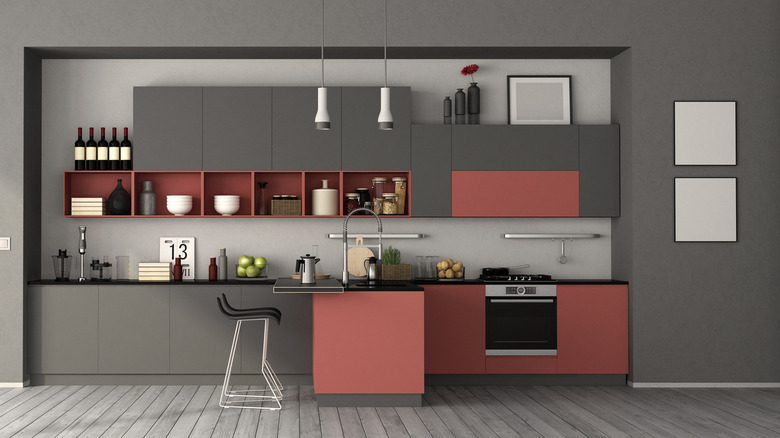 Stove surrounded by pink